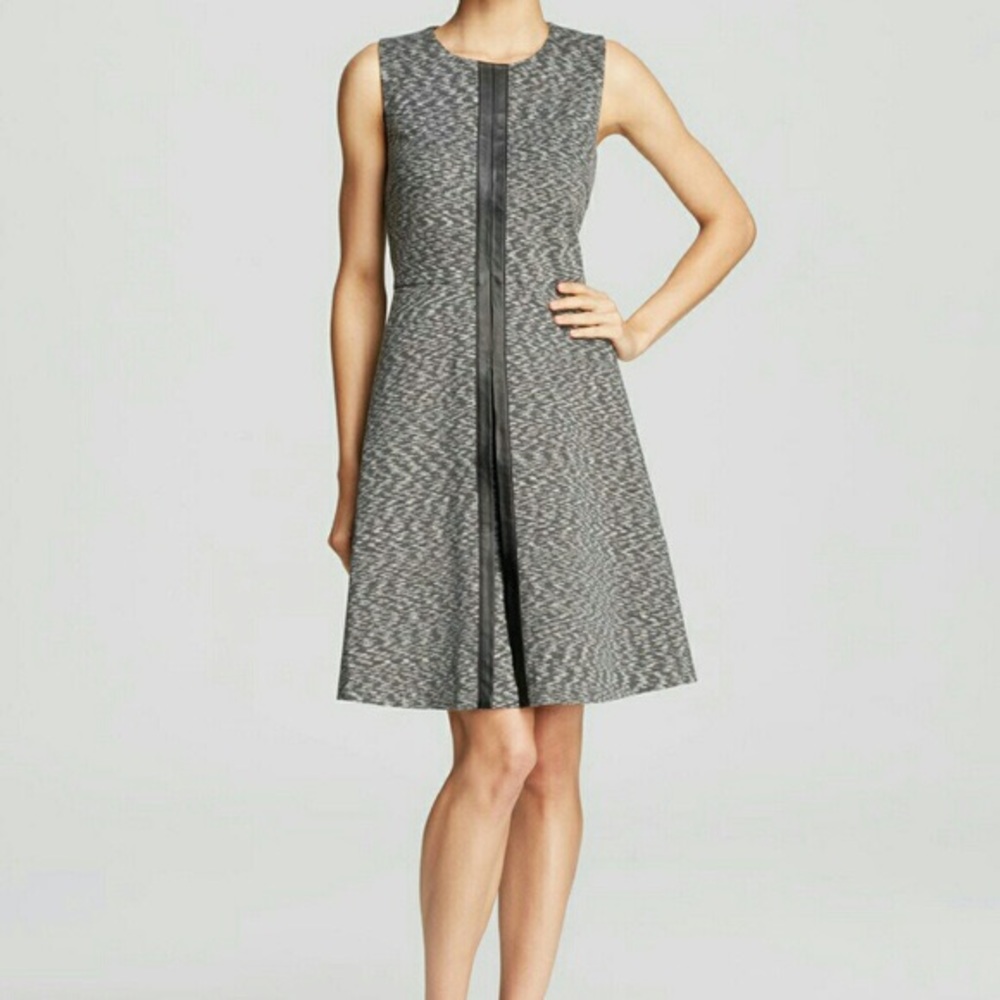 Calvin Klein faux leather trim a line dress sz 18 - Picture 3 of 3